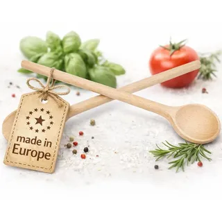 Kochlöffel Holz 25cm 2er Set – Holzkochlöffel aus europäischer Buche naturbelassen – Holzlöffel zum Kochen mit runder Laffe – nachhaltig & langlebig – deutsche Qualitätsmarke (2x 25 cm)