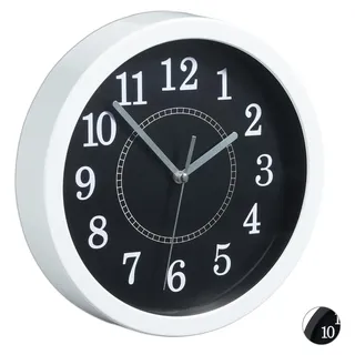3 x Wanduhr rund, kleine Uhr zum Aufhängen, klassisches Design, batteriebetrieben, Sekundenzeiger, Uhr, Ø 20 cm, weiß - Weiß