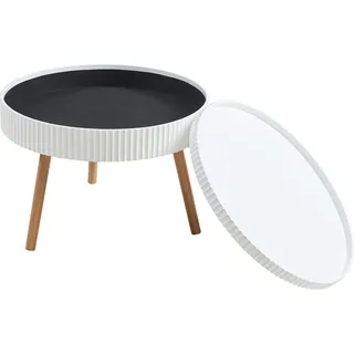 [en.casa] En.Casa, Couchtisch + Beistelltisch, Couchtisch Bongard mit Stauraum Ø60x45 cm Weiss (Ø 60 x 45 cm)