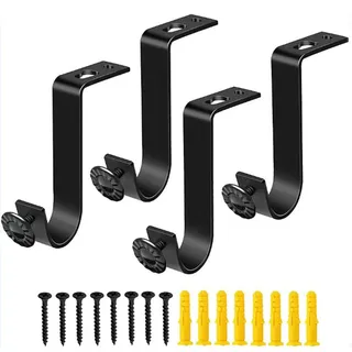 Hwtcjx 4 Stück Gardinenstange Halterung,Gardinenstangen Halter,Curtain Rod Holder,Vorhangstange Halter mit Schrauben,Vorhangstangenhalter für Wohnzimmer Schlafzimmer Vorhangstangen Wände(Schwarz,28mm)