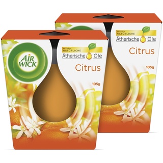 Air Wick Wohlfühl-Duftkerze DUO im Glas – Duft: Citrus – Enthält natürliche ätherische Öle – 2 x Duftkerzenset