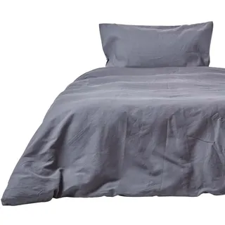 Homescapes Bettwäsche Leinen , Dunkelgrau , Textil , Rechteckig , 155x220 cm , Oeko-Tex® , Heimtextilien, Bettwäsche & Leintücher, Bettwäsche
