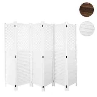 Paravent HWC-A84, Raumteiler Trennwand Sichtschutz, Ornamente 170x245cm ~ weiß