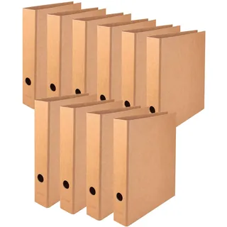 Falken Original Falken 10er Pack Vegan-Ordner Pure Nature. Made in Germany. 5 cm breit DIN A4 Braun Aktenordner Briefordner Büroordner Pappordner Schlitzordner