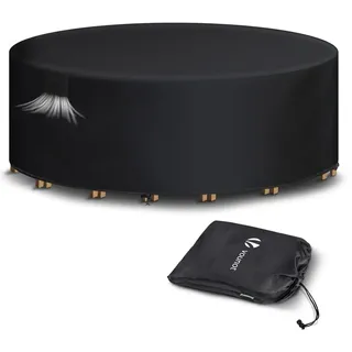 VOUNOT Abdeckung Gartenmöbel wasserdicht, Schutzhülle Abdeckplane für Gartentisch Sitzgruppe mit Schnallen & Belüftungsöffnungen, verstärkte Nähte Anti-UV 420D Oxford Gewebe Ø190x73cm