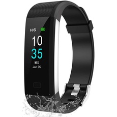 LEBEXY Fitness Armband Wasserdicht IP68 | Fitness Tracker Uhr | Smartwatch Schrittzähler Aktivitätstracker | Kalorienzähler Sportuhr eingebautes GPS, S2-Version, Schwarz