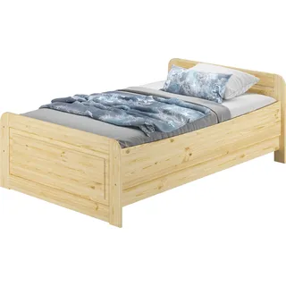 Seniorenbett extra hoch 120x200 Einzelbett Holzbett Gästebett Massivholz Zubehör wählbar V-60.42-12ohne Zubehör - Naturbelassen
