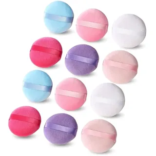 PARENCE.- Set mit 12 runden Make-up-Puffs - das unverzichtbare Accessoire für eine perfekte Anwendung - weich und samtig - 12 Stück in zufälligen Farben