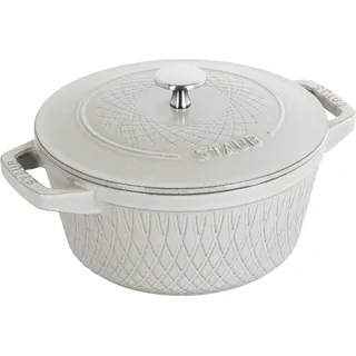 Staub Twisted Cocotte 24 cm Gusseisen 4,0 Liter White Truffle