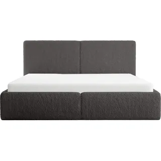 FEDVE Polsterbett Doppelbett Riberia Slim Bett mit Bettkasten 140x200 - Dunkelgrau