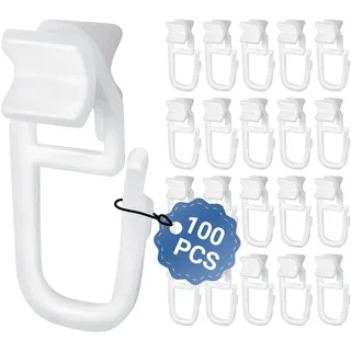 Redamancy 100 Stück Gardinenhaken, X-Gleiter für Gardinenschienen, 6 mm Standardmaß Gardinengleiter, Gardinenhaken für Schienen, Vorhang Haken für Vorhangschiene, Gleitet Leise und Zuverlässig