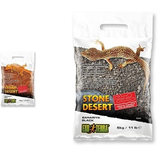 Exo Terra - Stone Desert lehmhaltiger natürlicher Terrarium Bodengrund & - Stone Desert lehmhaltiger natürlicher Terrarium Bodengrund Ohne Chemikalien (5Kg, Black Stone)