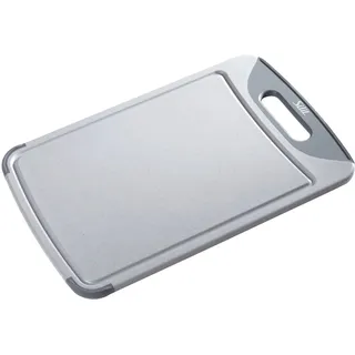 Silit Schneidebrett groß 45 x 30 cm, rechteckig, Schneidebrett Kunststoff groß, Tranchierbrett mit Saftrillen, praktischer Griff, Küchenbrett spülmaschinengeeignet, klingenschonend