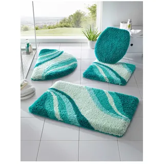 Badematte HAGEMANN Gr. 3, blau (wintertürkis), halbrund (50cm x 80cm ), 1 Stk., Badematten, Badematte