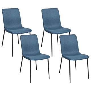 Beliani Esszimmerstuhl Dunkelblau Polyester schwarz