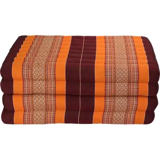 Fine Asianliving Thaimatte Faltbar Kapokfüllung 80x200x8cm XXXL Burgunderrot Orange Thai Kissen Meditation Matte Matratze Kapok 301-O05 - Braun