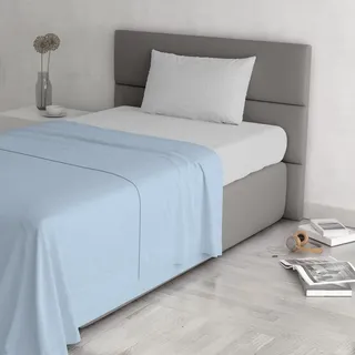 Trendy Chic Bettwäsche-Set aus 100% Baumwolle, hergestellt in Italien, für Einzelbett, Hellblau