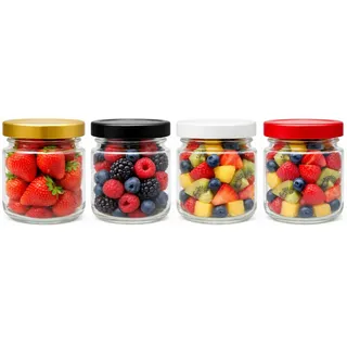 made in home - Mini Gläser 106 ml, Einmachglas, Gewürzgläser mit Schraubdeckel, Gold Deckel, Probiergläser, Marmeladengläser, kleine Honiggläser, Rundgläser (24, Gold Deckel)