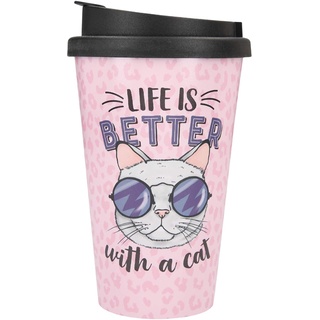 DEPESCHE Kaffeebecher To-Go Life is better with a Cat rosa 0,35 l