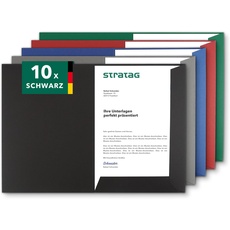 Präsentationsmappe A4 in Schwarz (10 Stück) - sehr stabiler 350 g/m2 Naturkarton - direkt vom Hersteller STRATAG - vielseitig einsetzbar für Ihre Angebote, Exposés, Projekte oder Geschäftsberichte