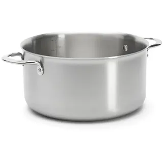 De Buyer Alchimy Kochtopf ohne Deckel, 3-lagiger Edelstahl, 24 cm, ohne PFAS, Kochbeherrschung, Edelstahl 18/10, für alle Herdarten + Backofen, polierte Oberfläche, Grau