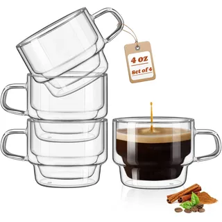 glastal 120ml Espresso Gläser Doppelwandige Espressotassen Glas 4er Set