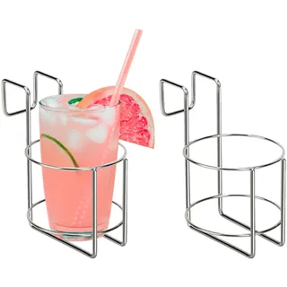 2 Stück Getränkehalter Strandkorb Becherhalter Strandkorb zubehör Edelstahl Flaschenhalter für Becher Tassen Flaschen Gläser