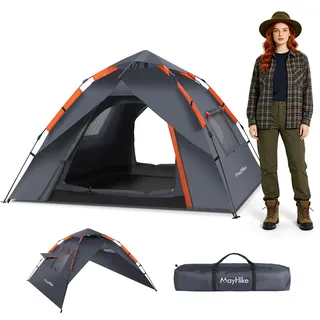 Mayhike Pop Up Zelt 2 Personen – Wurfzelt Automatik mit 2 Türen & 2 Fenstern, Doppelschicht wasserdicht mit UV-Schutz, Campingzelt für 4 Jahreszeiten, 2.3×2.3×1.35m