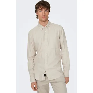 ONLY & SONS Langarmhemd »ONSGUDMUND SLIM 1-PKT SOLID SHIRT NOOS«, beige