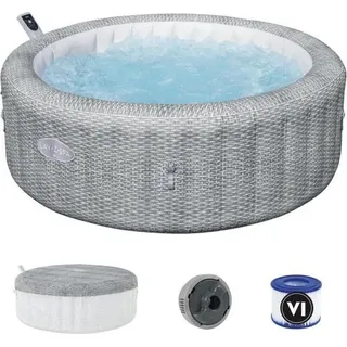 BESTWAY Aufblasbarer Whirlpool - Lay-Z-Spa Bali - 140 Luftdüsen - 196 x 71 cm - 4 bis 6 Plätze - Rund (Abdeckung, Kartusche, Diffusor)