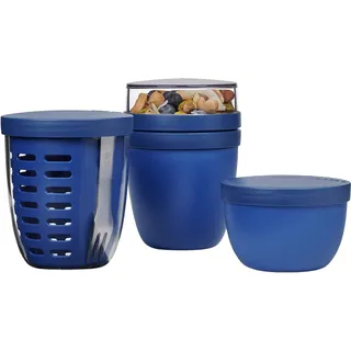 Mepal - Promotion-Set Pots Ellipse 3-teilig - Lunchpot 500 + 200 ml, Fruitpot 600 ml, Snackpot 350 ml - Essensbehälter, Joghurtbecher, to go Becher - Geeignet für Spülmaschine - Vivid Blue