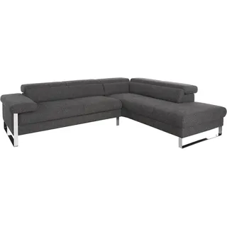W.Schillig Ecksofa "finn, toller Sitzkomfort, L-Form, hochwertige Verarbeitungsdetails", grau (anthrazit s22), B:281cm H:71cm T:230cm, Flachgewebe S22 (100% Polyester);Stoff S37 (100% Polyester);Longlife Xtra-Leder Z59: Glattleder mit modischer Prägung.