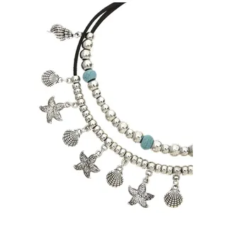 LASCANA Fußkette mit Anhänger »in Layer Look« 2 reihiges Fußkettchen mit Anhänger, bunt