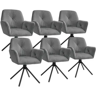 tectake Armlehnstuhl Drehbar Lenia,56,5 x 54 x 86 cm, Samtoptik anthrazit/schwarz , Samtahornfarben, Anthrazit, Schwarz , Kunststoff , Pappel , 56.5x86x54 cm , Esszimmer, Stühle, Armlehnstühle