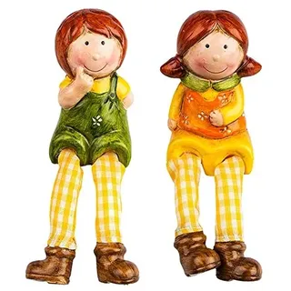 Ideen mit Herz Deko-Figuren mit Schlenkerbeinen | Frühling & Ostern | Kantensitzer | Kantenhocker | 18 cm (Mädchen & Junge)