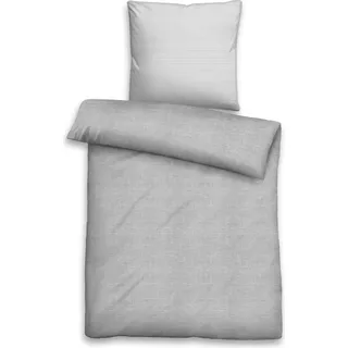 biberna Melange-Feinjersey Bettwäsche "MELANGE UNI/STREIFEN" GRAU 200x200 cm - Grau