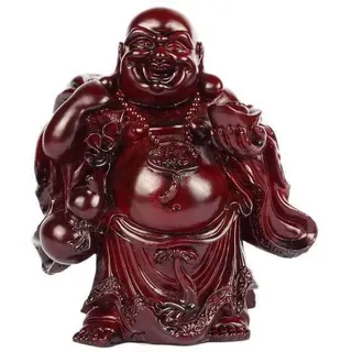 Lachineuse - Traditionelle lachende Buddha-Statue, 18 cm, Farbe: Rot, Feng Shui-Dekoration, chinesisches Zen-Deko, für Wohnzimmer, Büro, Geschenkidee China, Glücksbringer