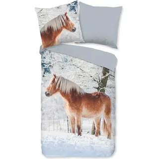 Duvet cover Good Morning 135x200 + 1* 80x80 cm - haflinger horse in the snow - Bunt