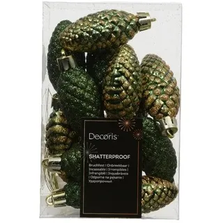 Kaemingk Set Weihnachtskugel Tannenpinen Grün (12 Stk, 9,5 cm) Kunststoff