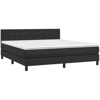 vidaXL Boxspringbett mit Matratze Schwarz 180x200 cm Kunstleder - Schwarz