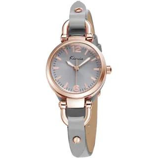 Alienwork Armbanduhr Damen Roségold Lederarmband Grau Retro Elegant Klein