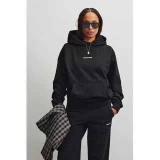 Kapuzensweatshirt PEGADOR "CLARITA LOGO OVERSIZED HOODIE", Damen, Gr. XL, washed schwarz, weiß, Sweatware, Obermaterial: 80% Baumwolle, 20% Polyester, unifarben, oversize normal, Rundhals, Rippbündchen, Sweatshirts Kapuzensweatshirt, Baumwollmischung, oversize