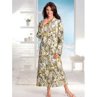 Morgenmantel, Damen, Gr. 40/42, beige (schilf, gemustert), Kunstfaser, gemustert, Langform, Hausmäntel Morgenmantel