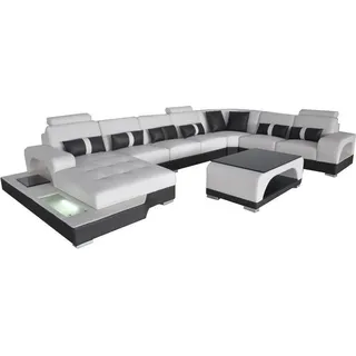 Leder Sofa Moderne Couch Polster Wohnlandschaft XXL Big Eck Couchen Sitz Design - Weiß