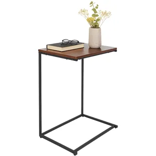 Relaxdays Beistelltisch, C-Form, große Tischplatte, schwarz/braun | HxBxT: 60 x 55 x 35 cm, Sofatisch zum Unterschieben