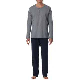 SCHIESSER Herren Schlafanzug Lang Mit Knopfleiste - Nightwear Pyjamaset, Blau_159630, 106 Tall EU