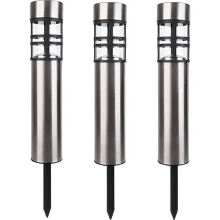 NÄVE Solarleuchte Edelstahl H:42 cm 3er Set grau