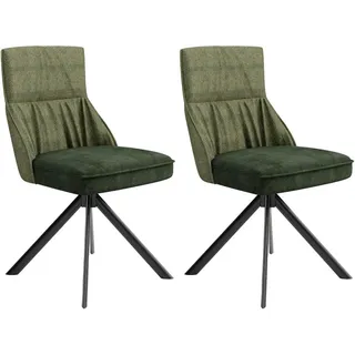 byLIVING Esszimmerstuhl CALIFORNIA, 2er Set, Webstoff grün Gestell schwarz