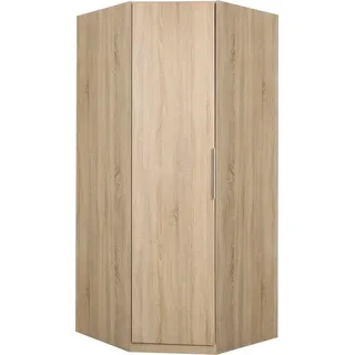 Furniture24 Eckkleiderschrank CDXS91, Schrank, Ecksachrank, 1 Türig, mit Kleiderstange, 5 Einlegeboden Sonoma Eiche - Beige