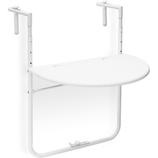 Relaxdays Balkonhängetisch BASTIAN klappbar, 3-fach höhenverstellbarer Klapptisch, Tischplatte B x T: 60 x 40 cm, weiß